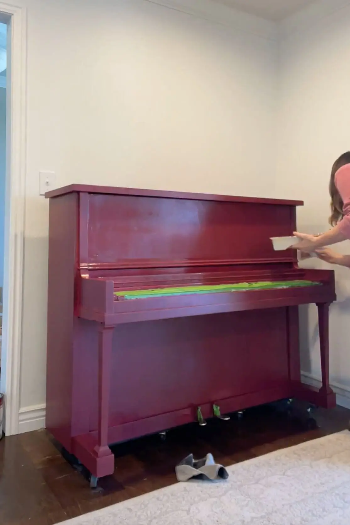 A freshly DIY project with a smooth, even finish, drying in its final stage of the DIY makeover process.